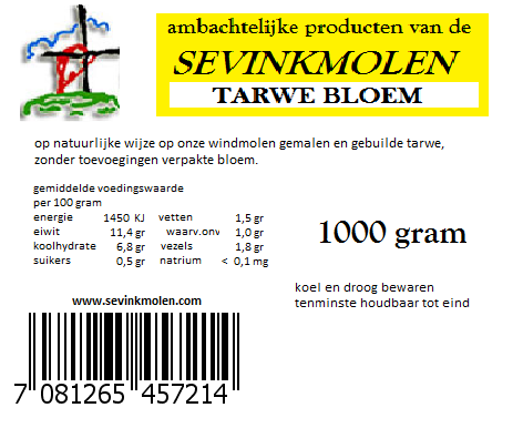 etiket tarwebloem 1000 gram 8-vel